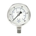 Pro 4 in Dial, 0/100 PSI & Bar, 1/2 in NPT, Lower Mount Dry/Fillable Pressure Gauge PRO-301D-402E-01